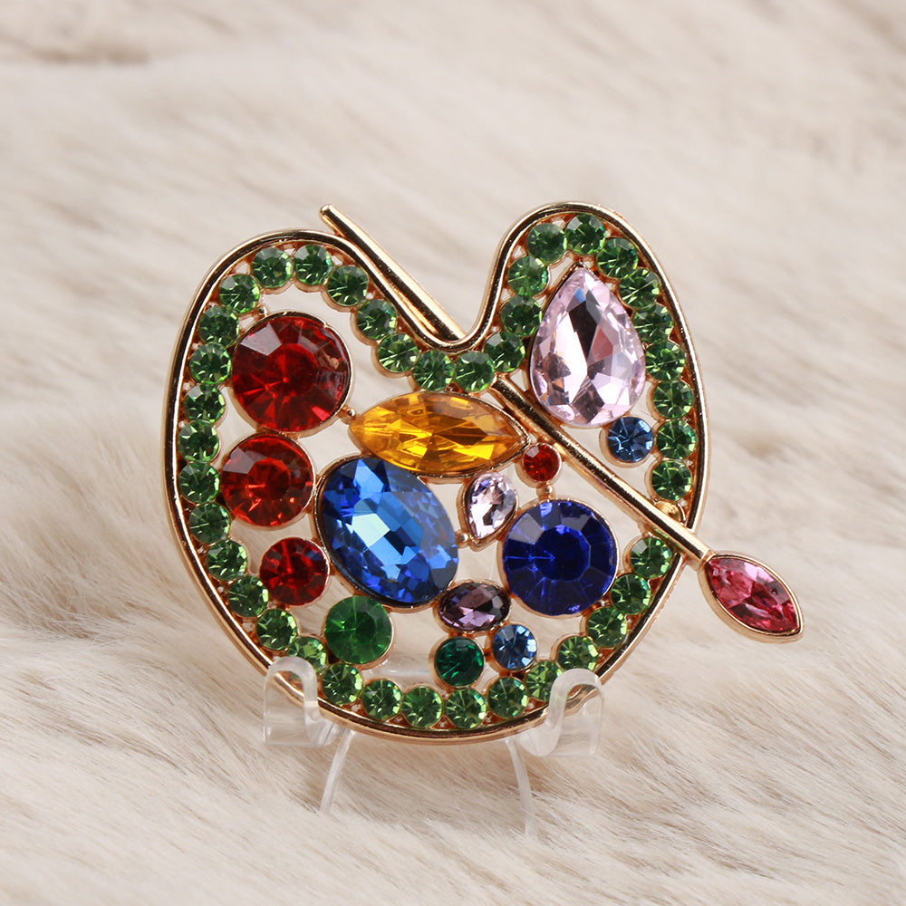 Vintage Enamel Rhinestone Brooch for Women Party Banquet Jewelry