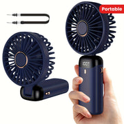Mini USB Rechargeable Fan with 5-Speed Touch Control and LED Display for Travel and Home
