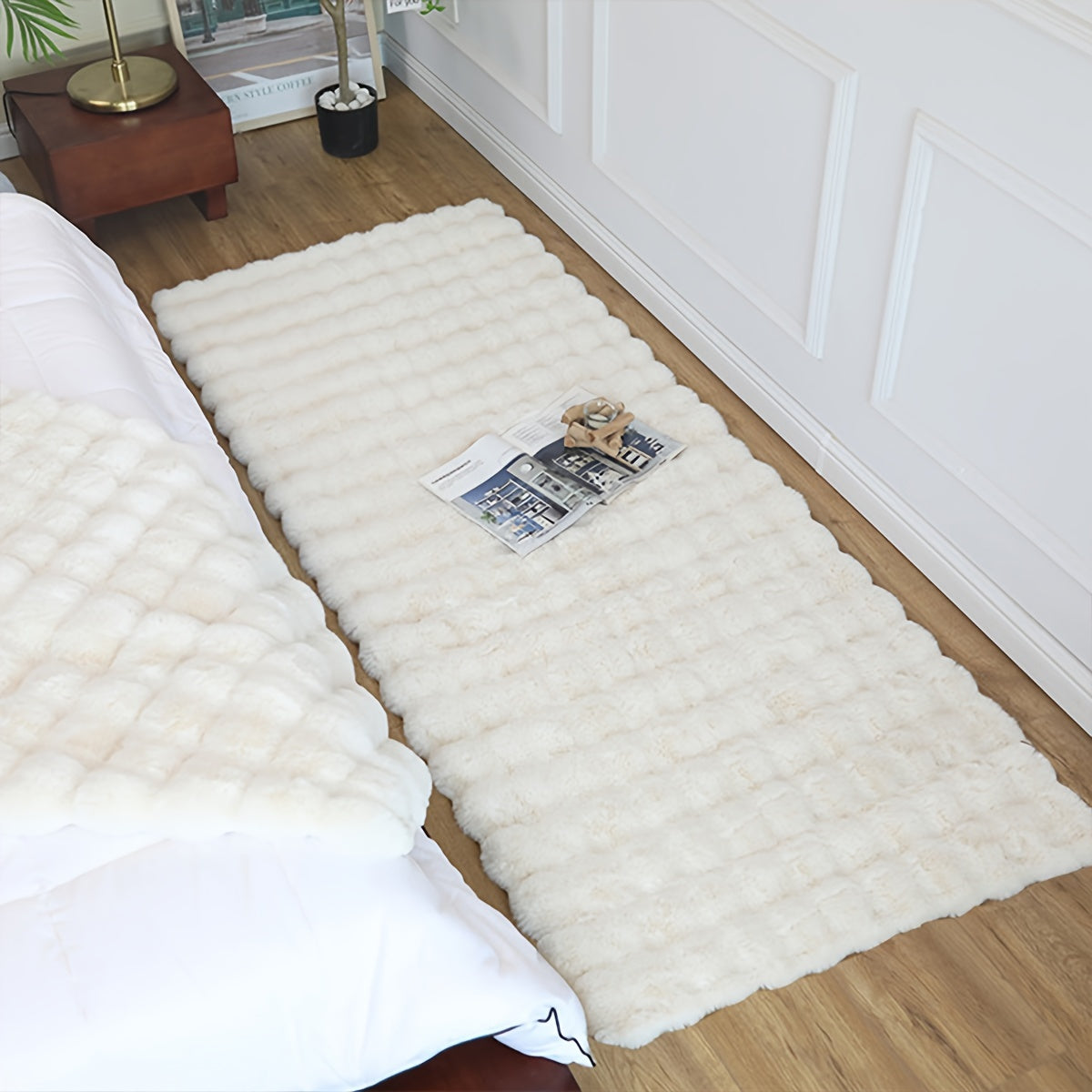 Alfombra de terciopelo burbuja suave y esponjosa para dormitorio y sala de estar antideslizante e impermeable
