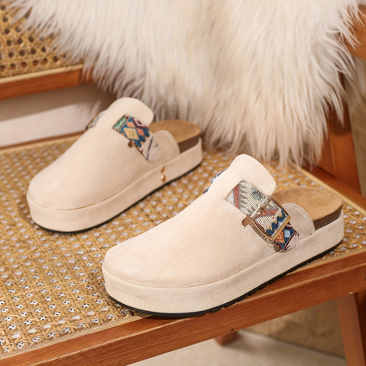 Women Summer Mule Slides Flat Heel Braided Ankle Strap Casual Shoes