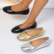 Women's Flat Shoes Comfortable Leather Slip-On Casual Black