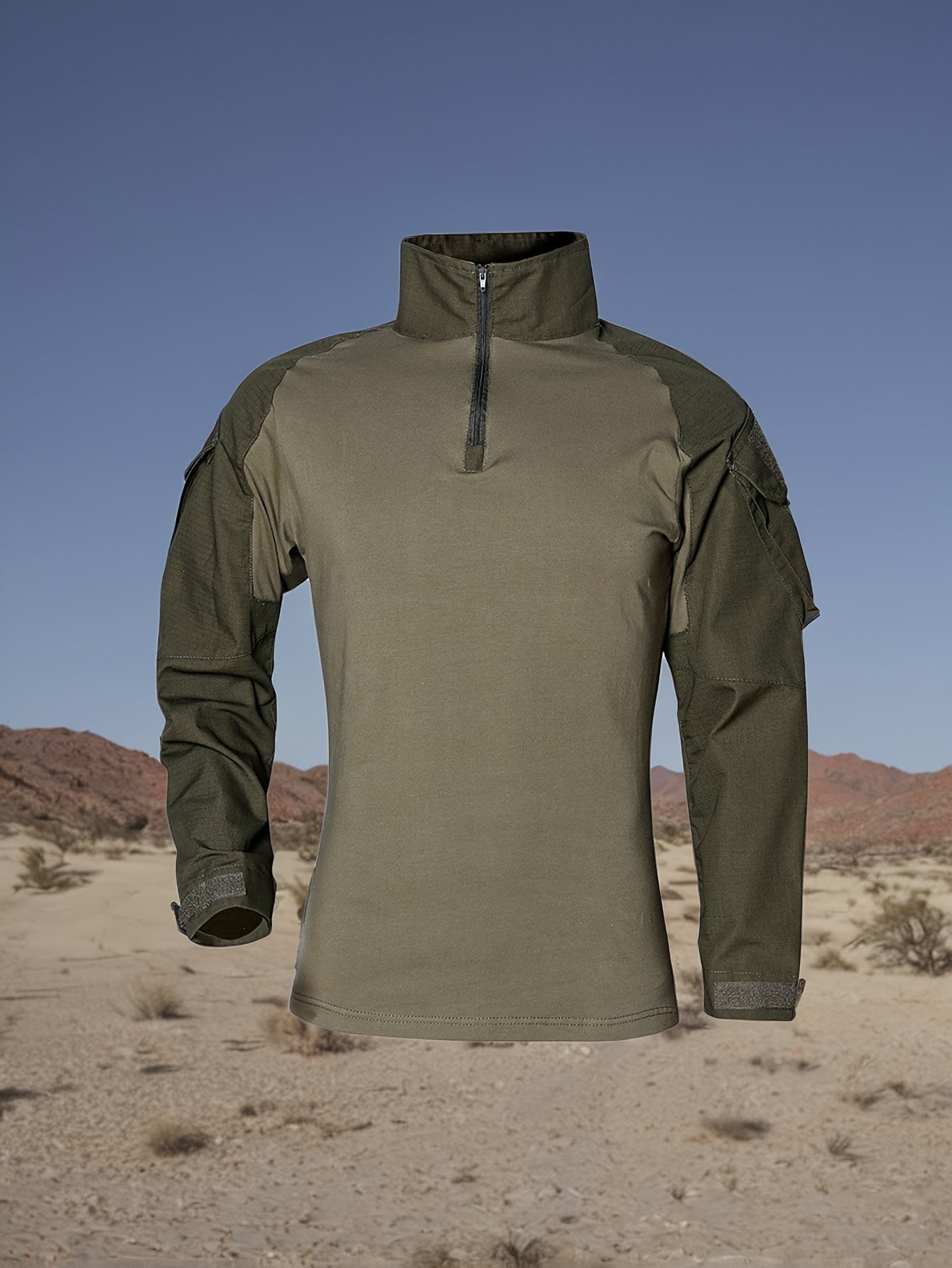 Мужская камуфляжная футболка с длинным рукавом из полиэстера и хлопка, стойкий воротник, карман, для активного отдыха на природе, весна и осень