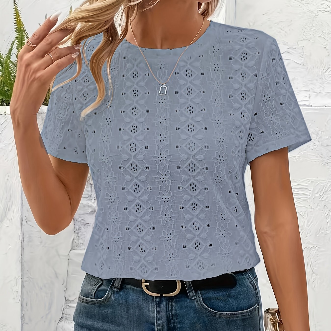 Women's Knitted Crew Neck T-Shirt Solid Color Spring Summer Fall Lightweight