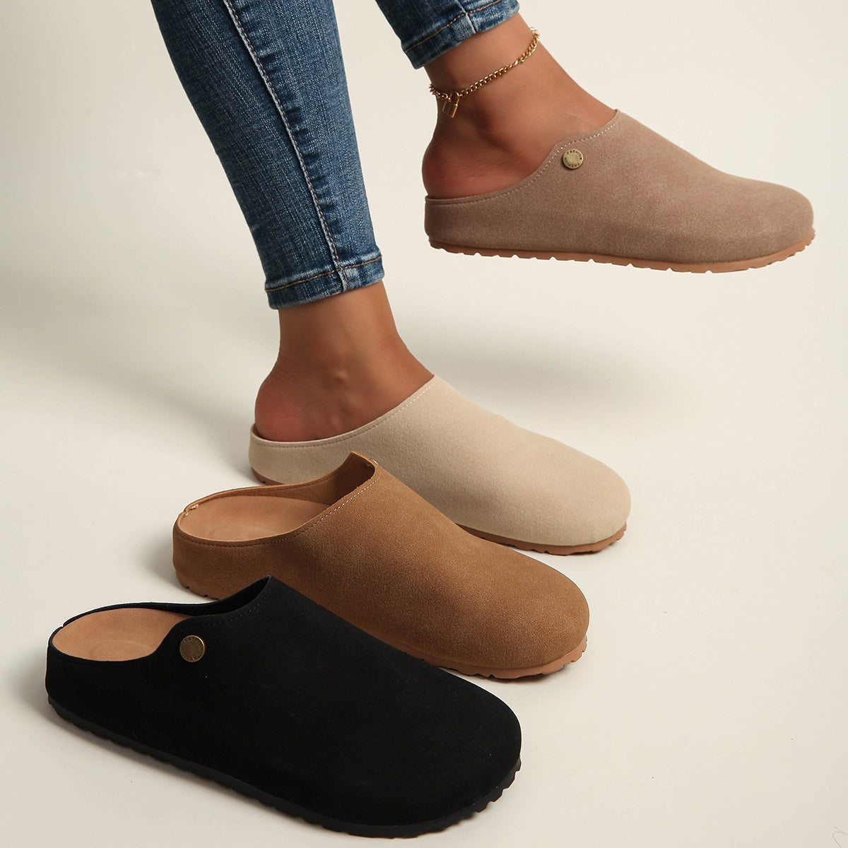 Women's Slip-On Ankle Slippers with Thick Soles for Spring Summer