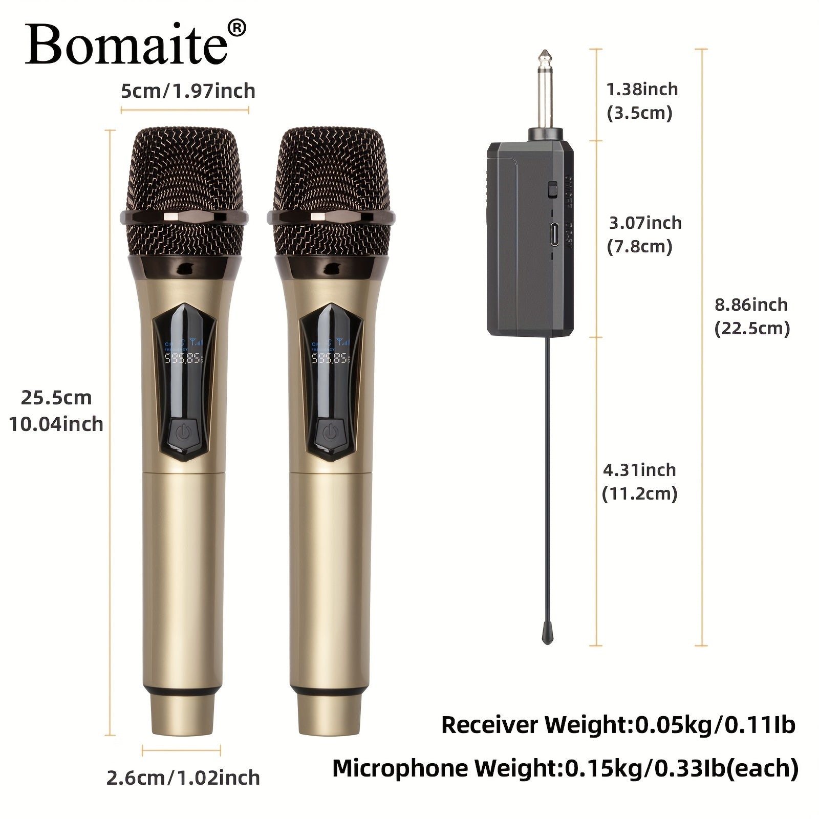 Wireless Handheld Microphone System Rechargeable Karaoke Mic with USB Charging for Events