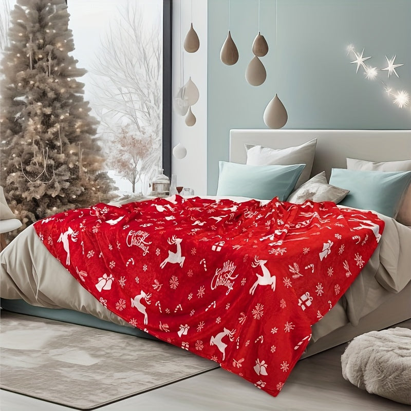 Traditional Style Christmas Flannel Fleece Throw Blanket All-Season Soft Digital Print