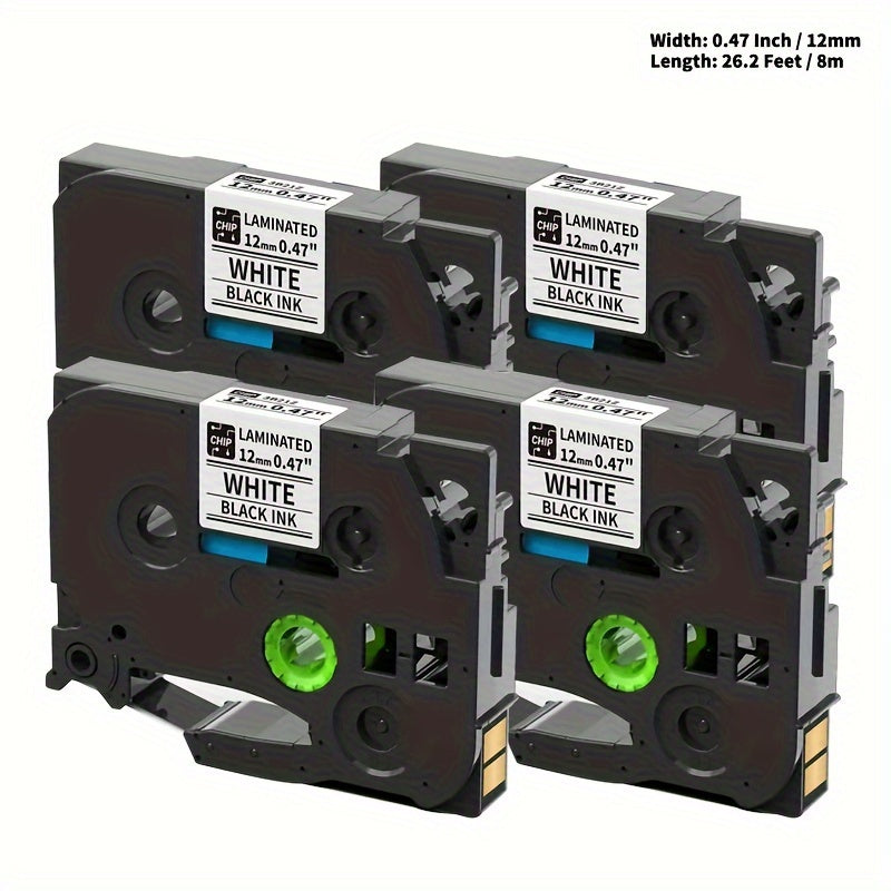 Laminated Label Tape 1.19cm x 7.99m for Label Makers, Clear Text, Easy Peel