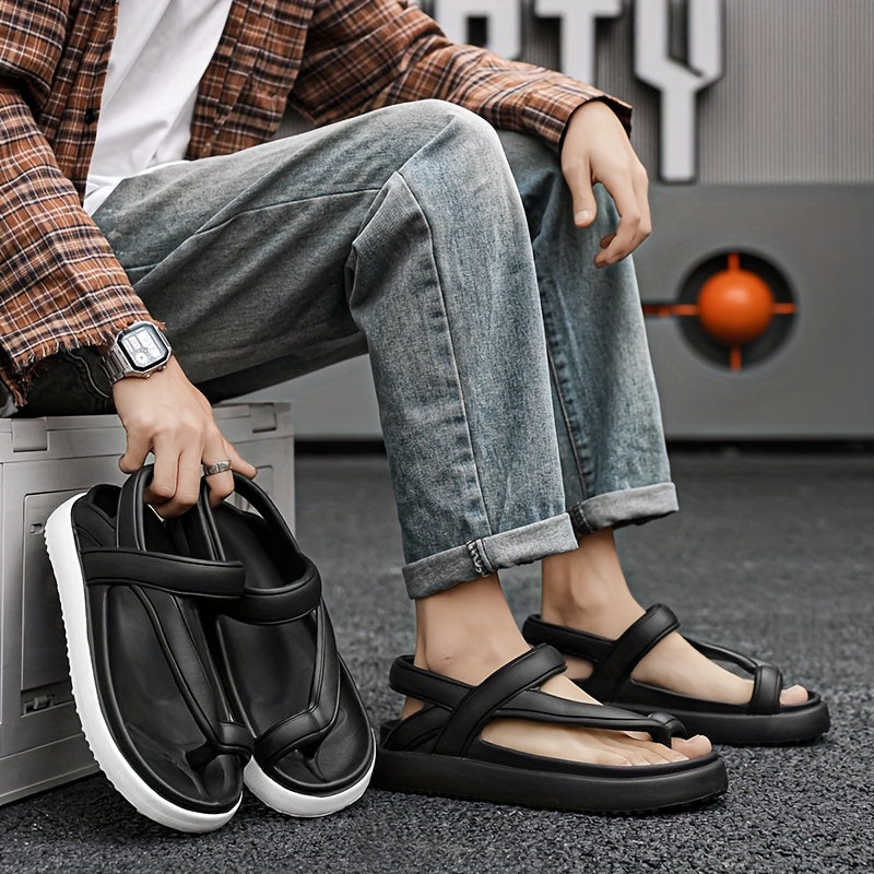 Women's EVA Flat Sandals Black and White Slip-On Open-Toe Casual Shoes