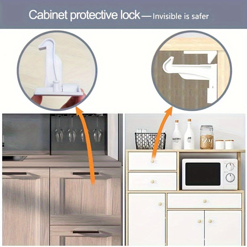 Childproofing Drawer and Cabinet Locks 6-Pack Phthalate-Free ABS No Tools Needed