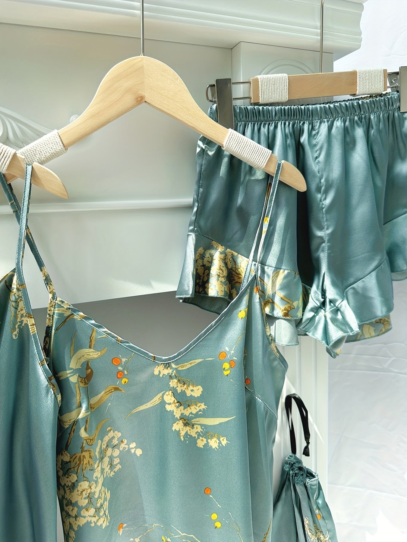 Women’s Printed Pajama Set with Cherry Pattern, Polyester, All-Season