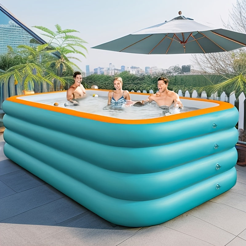 Large Inflatable Swimming Pool 4-Ring Family Outdoor Durable PVC