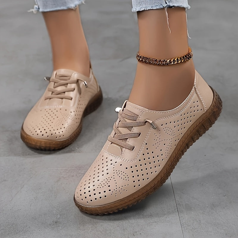 Women's Slip-On Flat Shoes Elastic Straps Hollow Design Comfortable Casual Sizes 8.9-10.7cm