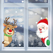 Christmas Window Clings Set with Santa Elk Snowflake Decorations for Holiday Decor