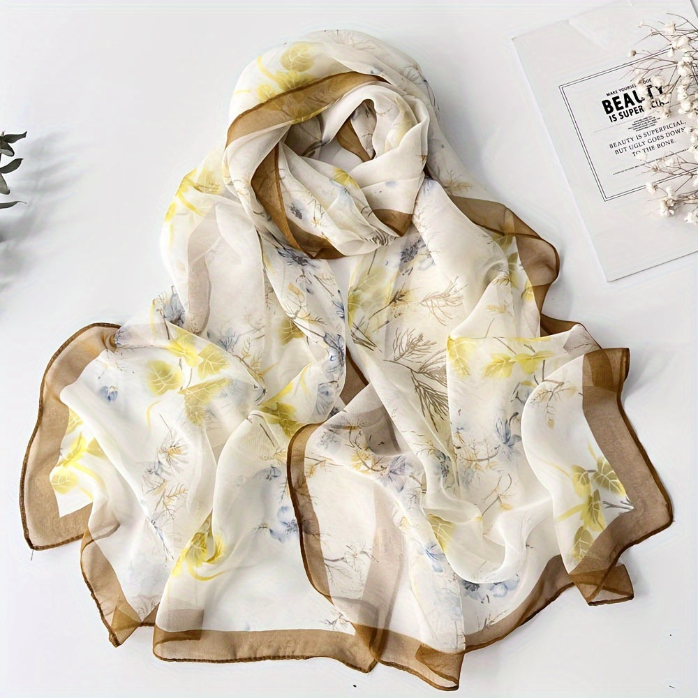 Women's Silk Scarf with Peony Design for Spring and Summer