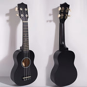 Укулеле высотой 21 дюйм с высоким строем для взрослых и подростков, изготовленная из массива басового дерева с четырьмя струнами, черного цвета.