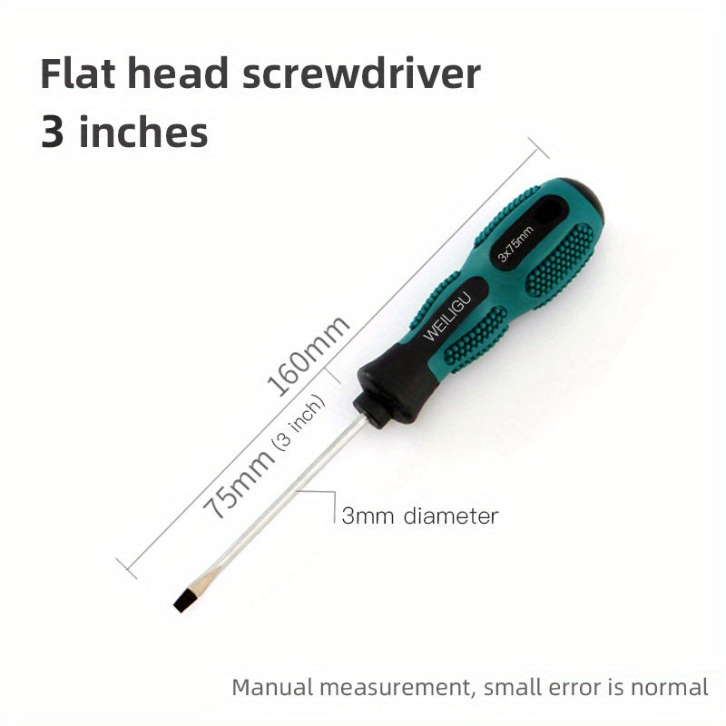 Magnetic Slotted Flat Head and Phillips Screwdriver Set, Non-Slip, 3-4 Inch