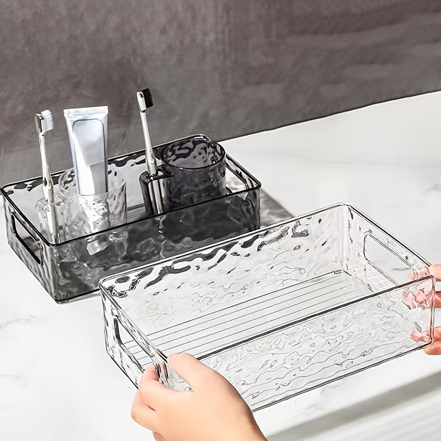 Clear Water Ripple Plastic Storage Basket for Makeup Skincare Snacks Bathroom Accessories