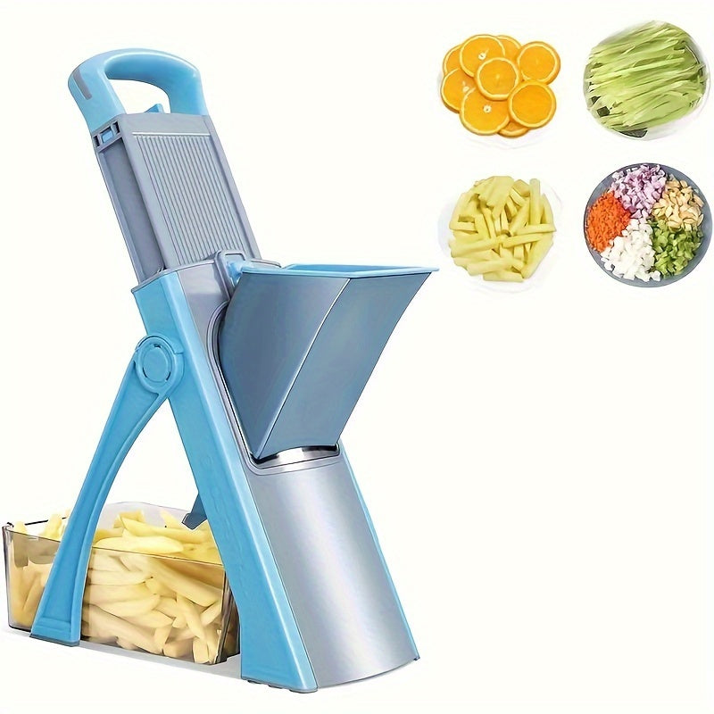Vegetable Slicer with Stainless Steel Blades, Food Chopper and Dicer, Large Capacity Mandoline Cutter
