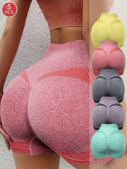 Women’s Seamless High-Waisted Yoga Shorts Set of 5 for Leg Shaping and Hip Lifting