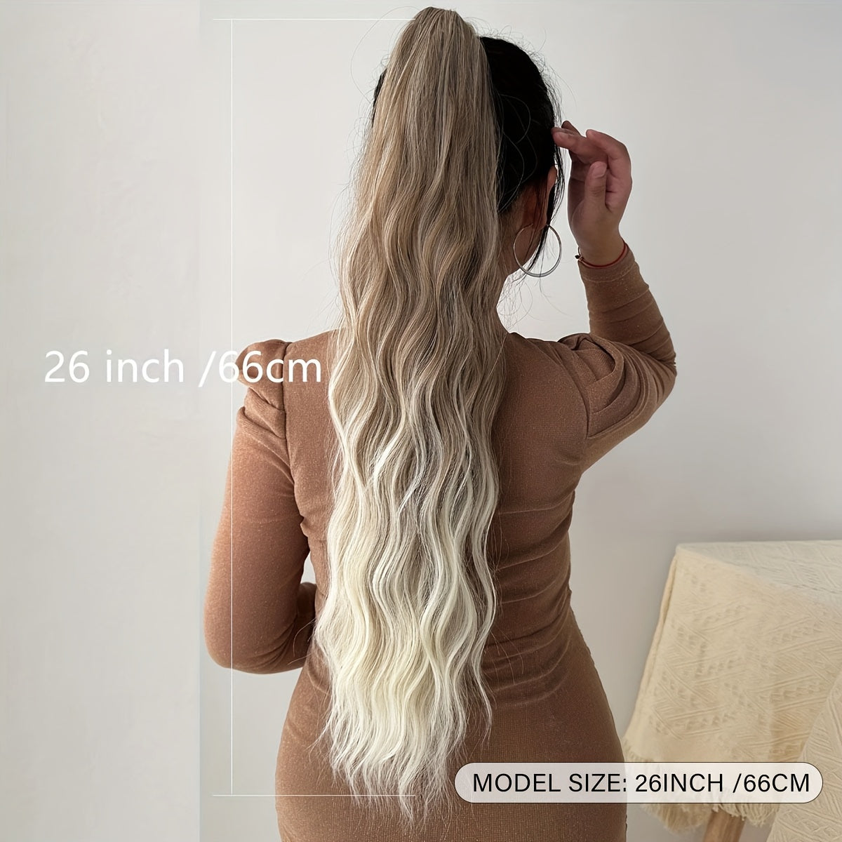 Women's Water Wave Ponytail Extension Clip-in Curly Hairpiece 66cm