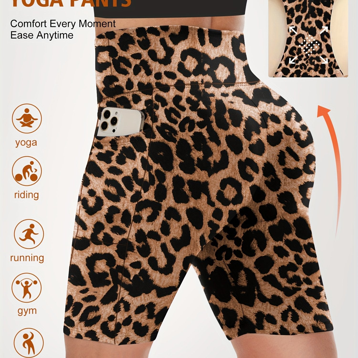 Pantalones cortos de tiro alto con elastano y bolsillos para mujer talla grande para verano