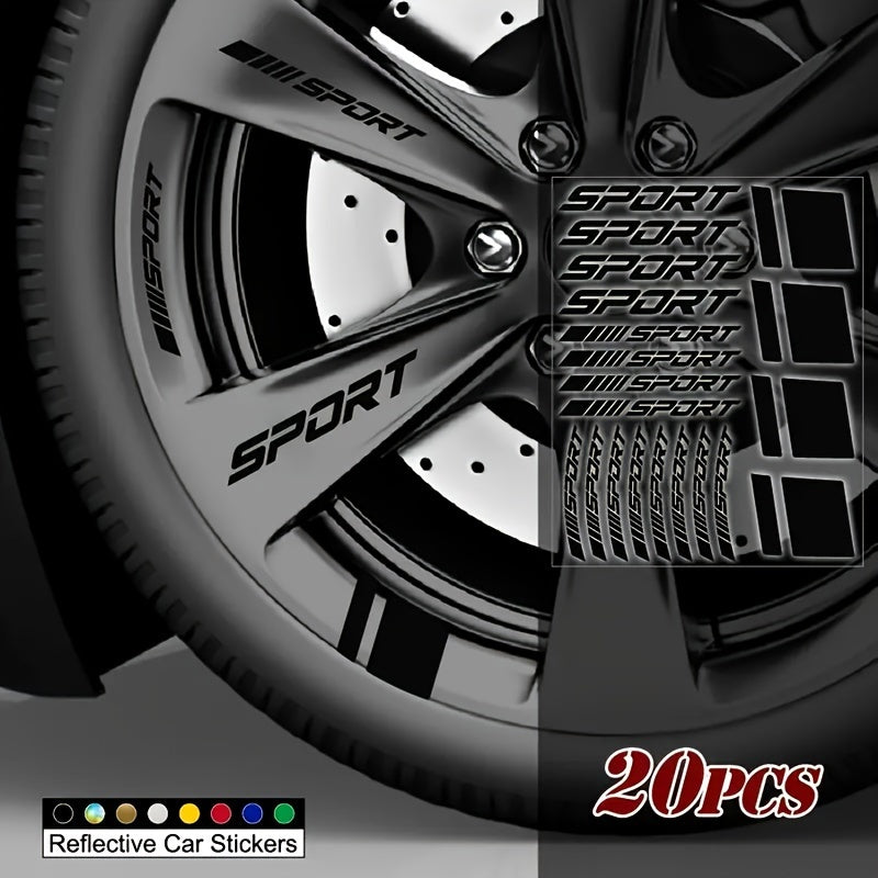 20 шт. отражающих виниловых наклеек на ободья спортивные геометрические наклейки черные и красные