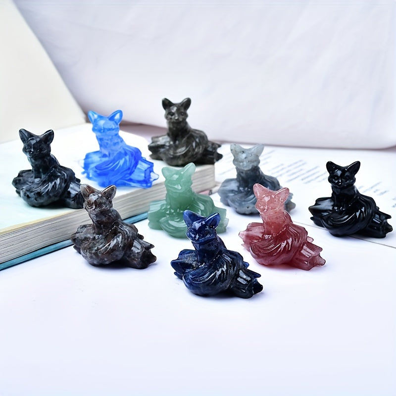 Escultura de piedra natural de zorro de nueve colas para decoración del hogar y regalos