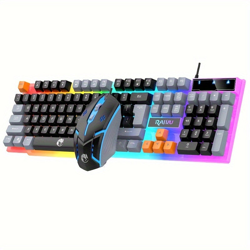 Set de teclado y ratón para juegos con iluminación RGB y diseño ergonómico