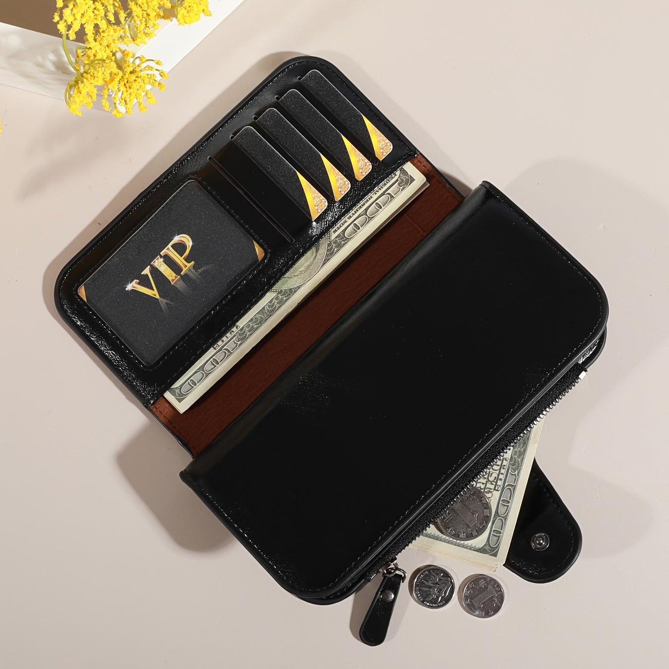 Billetera vintage para hombre con compartimentos con cremallera, tarjetero y monedero en rojo, negro o teal