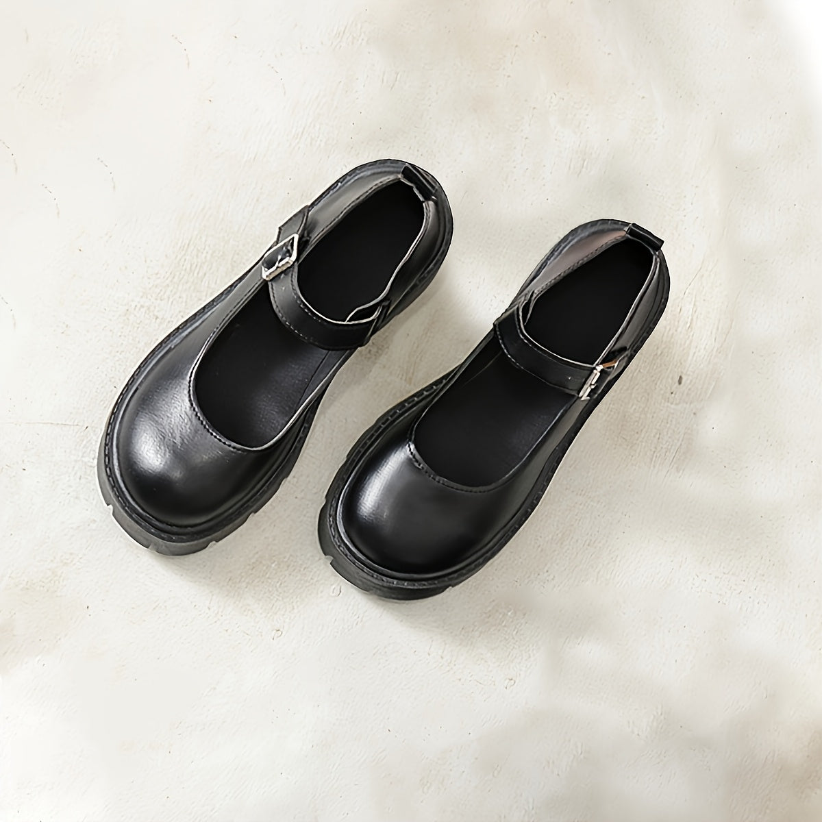 Women's Synthetic Cover Loafers Black Chunky Sole Casual Formal Shoes