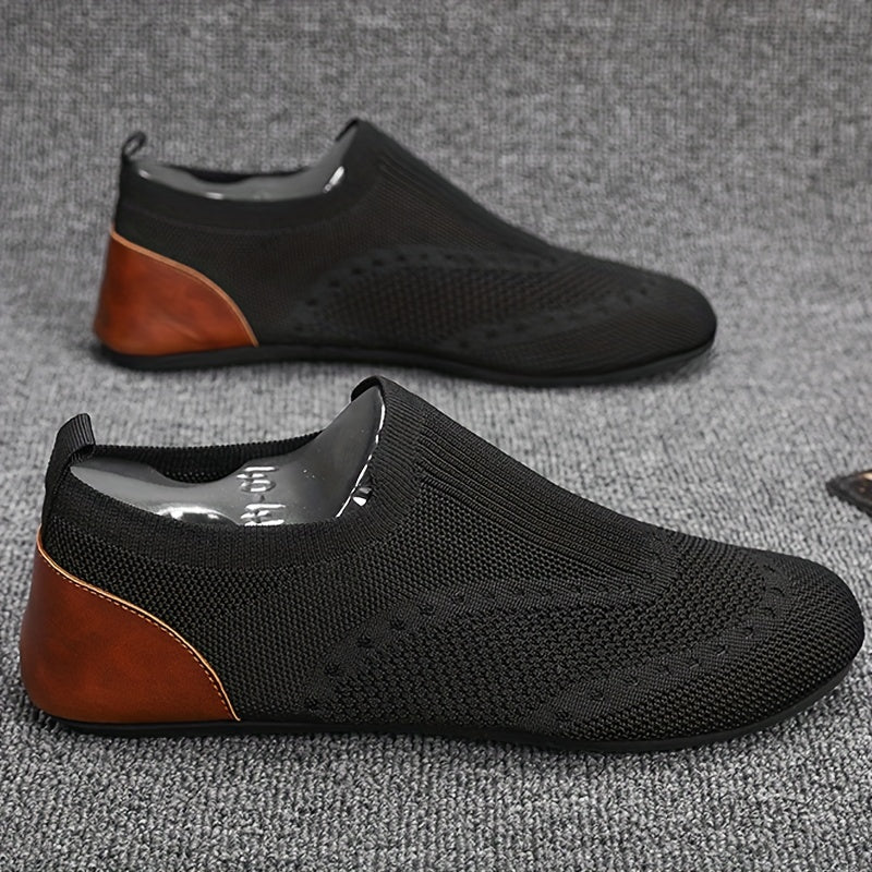 Men's Slip-On Loafers Durable Non-Slip Casual Dress Shoes Solid Colors All-Season