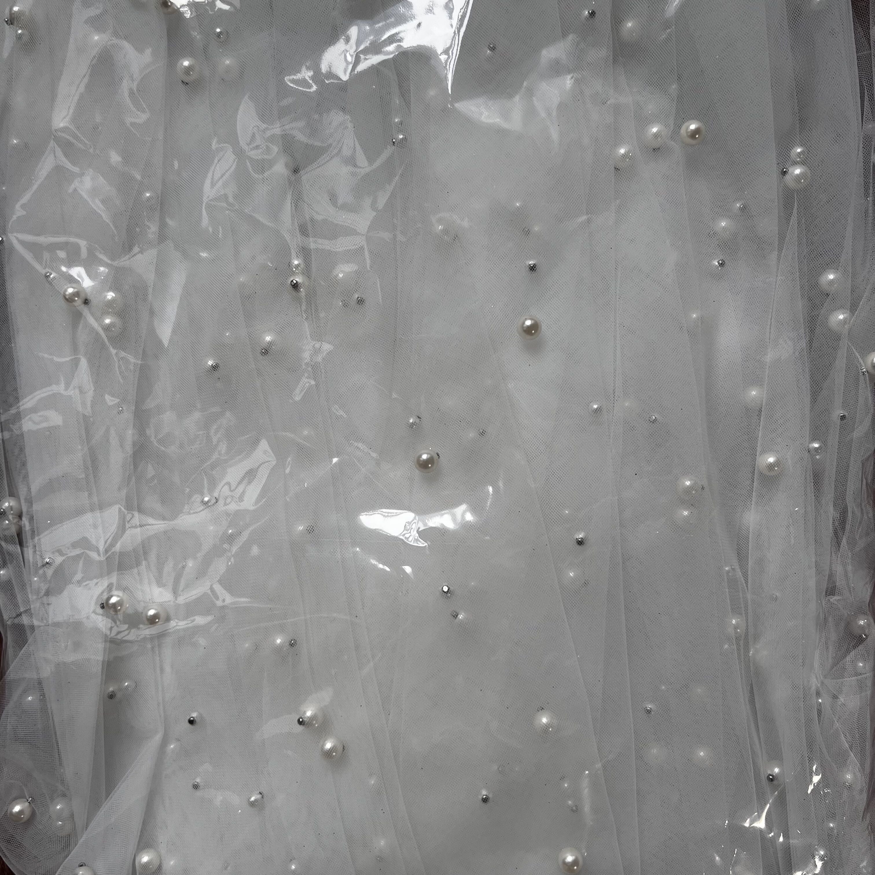 Uzun yumshoq tül to'y qizlar uchun to'y va nikoh uchun faux marjon bilan soch qopqog'i