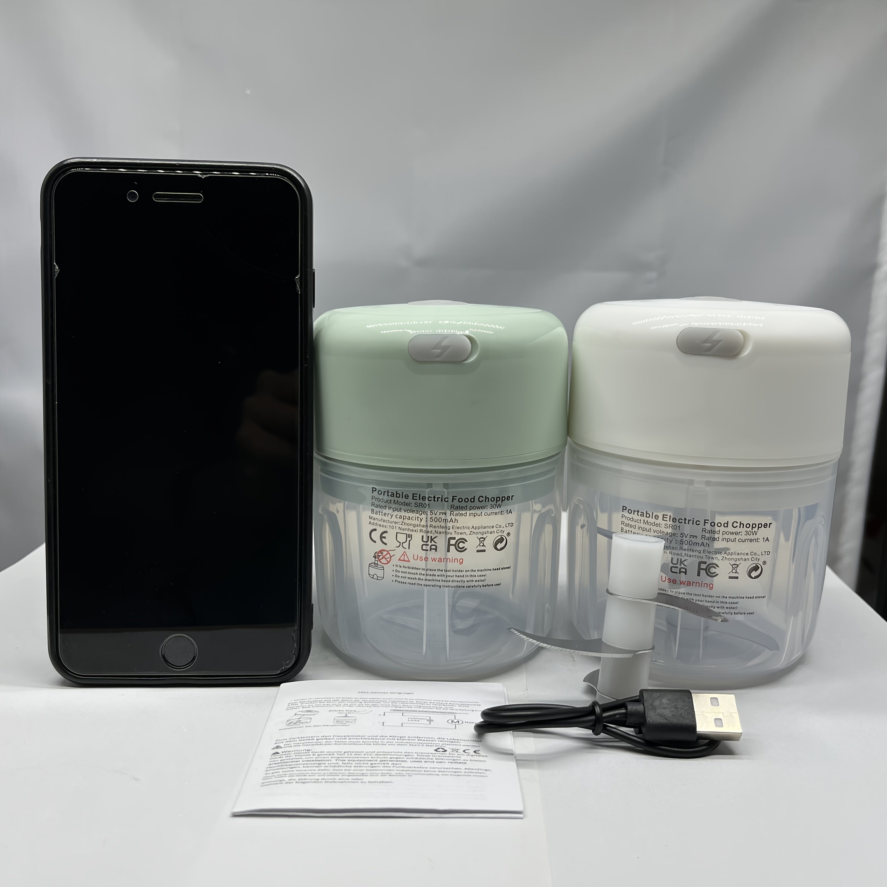 Elektr oziq-ovqat maydalagichi Mini oshxona protsessori USB qayta zaryadlanadigan yashil portativ sarimsoq piyoz sabzi blenderi