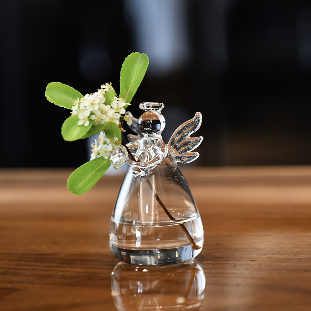 Glass Angel-Shaped Vase for Flowers Dried or Fresh Decorative Home Decor