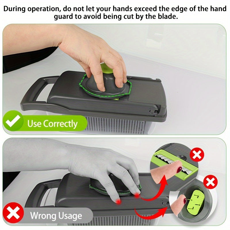 13-in-1 Vegetable Chopper and Fruit Slicer Kit with 8 Blades and Container