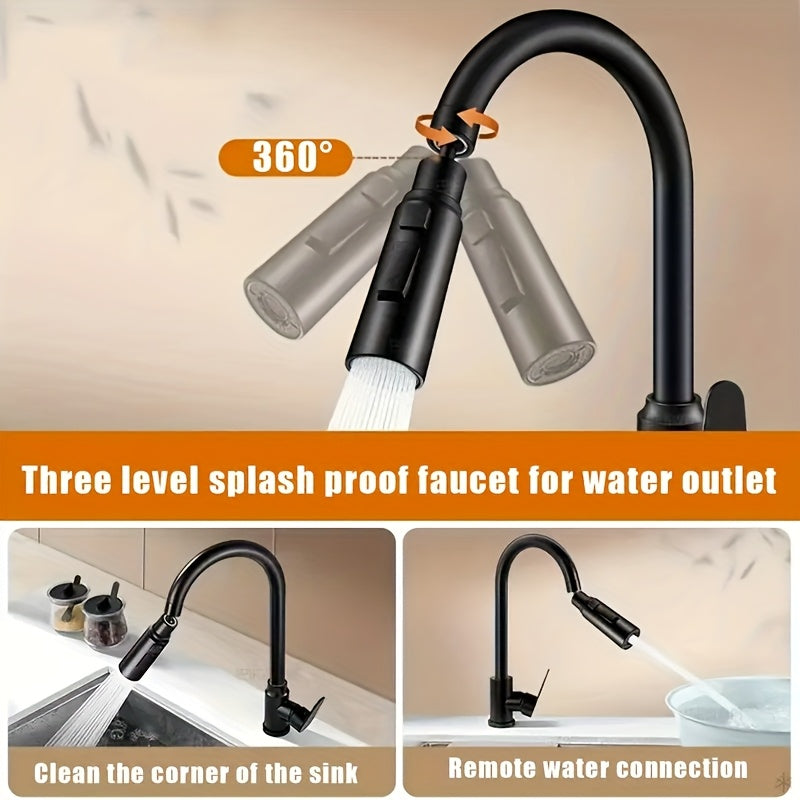 Faucet Extender with Rotating Spout and Universal Connector for Splash Prevention