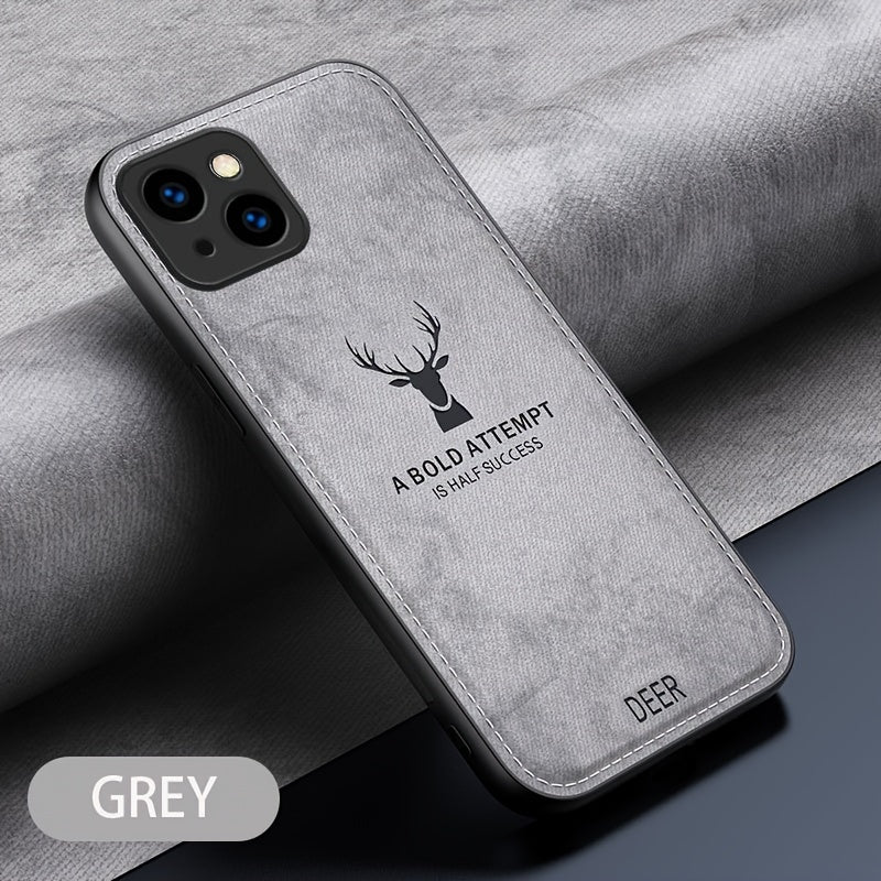 Faux Leather Deer Head Phone Case for iPhone Shockproof Slim Drop Resistant