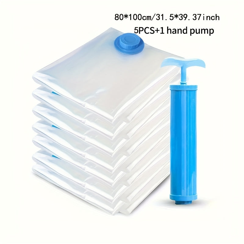 Vacuum Compression Storage Bags Set with Manual Pump for Travel and Winter Clothes 3 Sizes