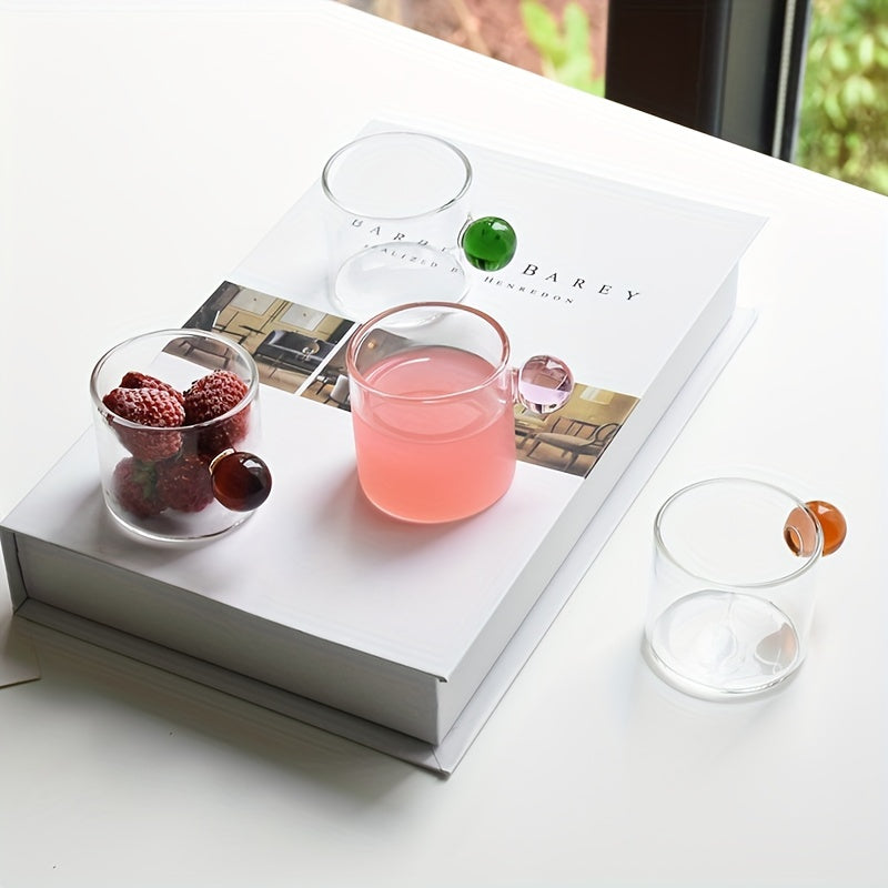 Set of 6 Mini Glass Pitchers with Colorful Knobs for Juices and Sauces