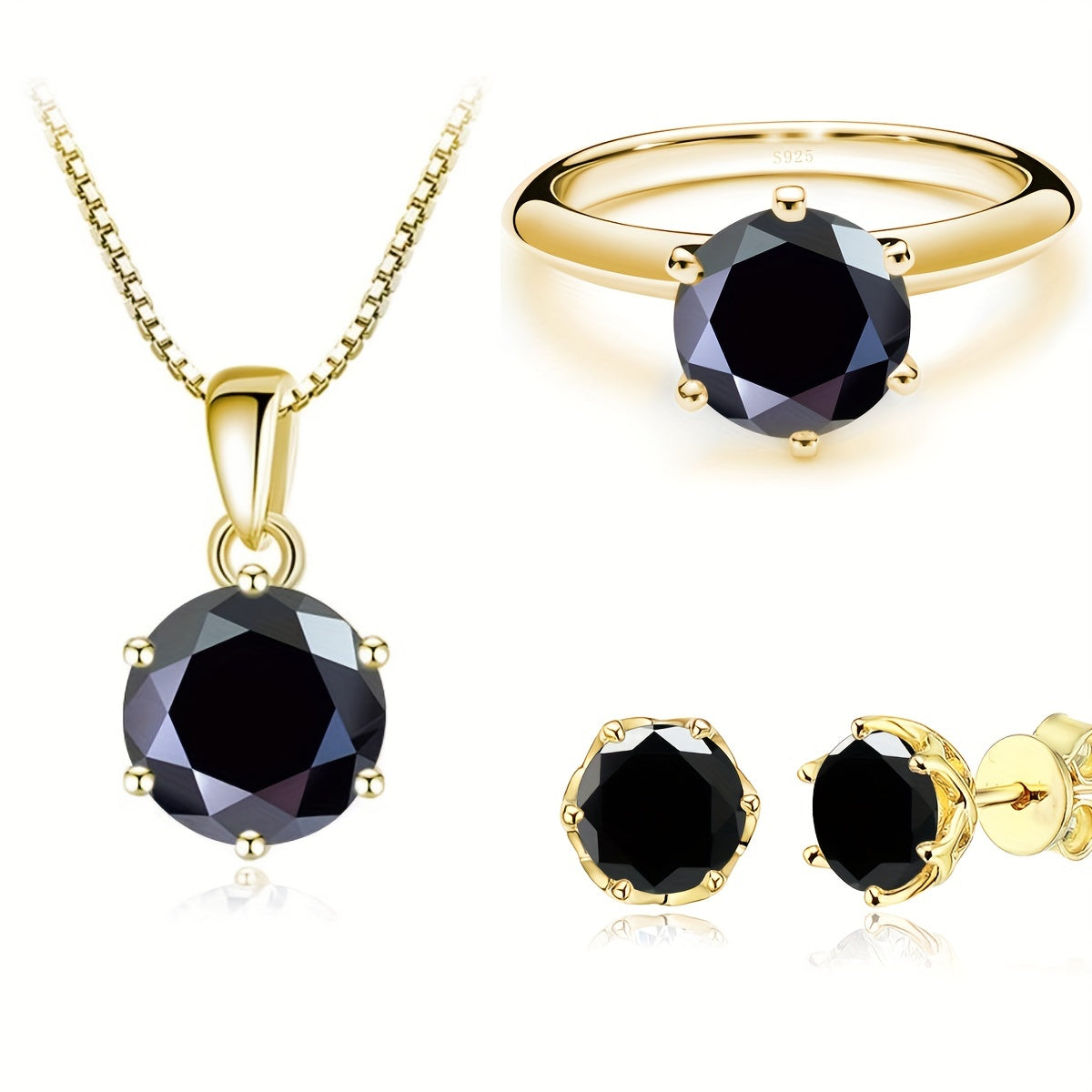 4 ta Moissanite zargarlik buyumlari to'plami, uzuk, sirg'a, taqinchoq, 1ct Sterling kumush, turli ranglar