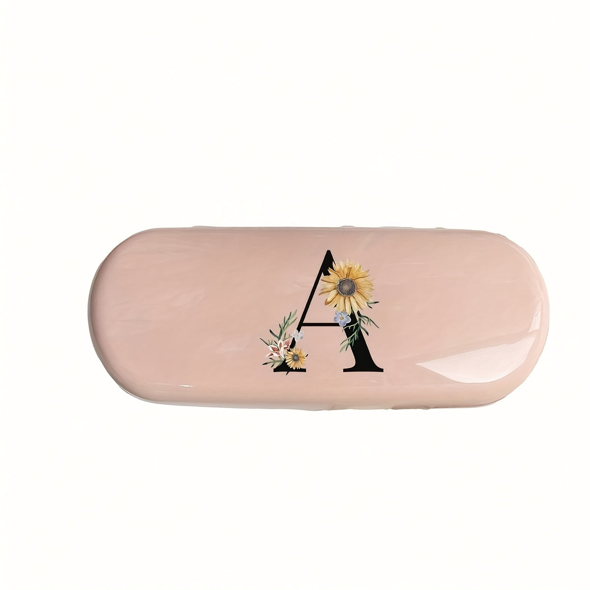 Pink Floral Monogram Glasses Case Waterproof Dustproof Compact Plastic Storage Box for Men and Women