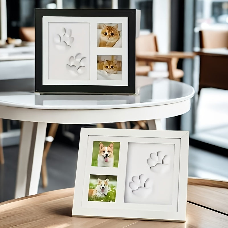 Pet DIY Hand and Footprint Photo Frame Wooden Dog Paw Print Keepsake