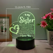 3D LED Night Light for Sister USB Powered Bedside Lamp Love Message Decoration Indoor Gift Black Beige
