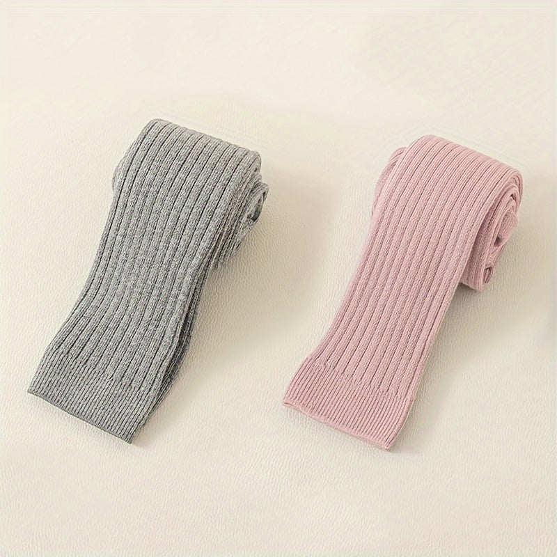 2-Pack Bolalar Uchun Paxta Aralashmasidan Yasalgan O'rta Bo'yli Legginglar - Bir Rangli, Cho'ziluvchan, Havo O'tkazuvchi, Har Mavsumga Mos Tights 12 Yoshgacha - Faqat Qo'l Yuvish