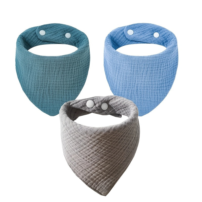 3 Pack Baby Bibs for Teething and Drooling, 4-Layer Soft Absorbent Bandana Bibs