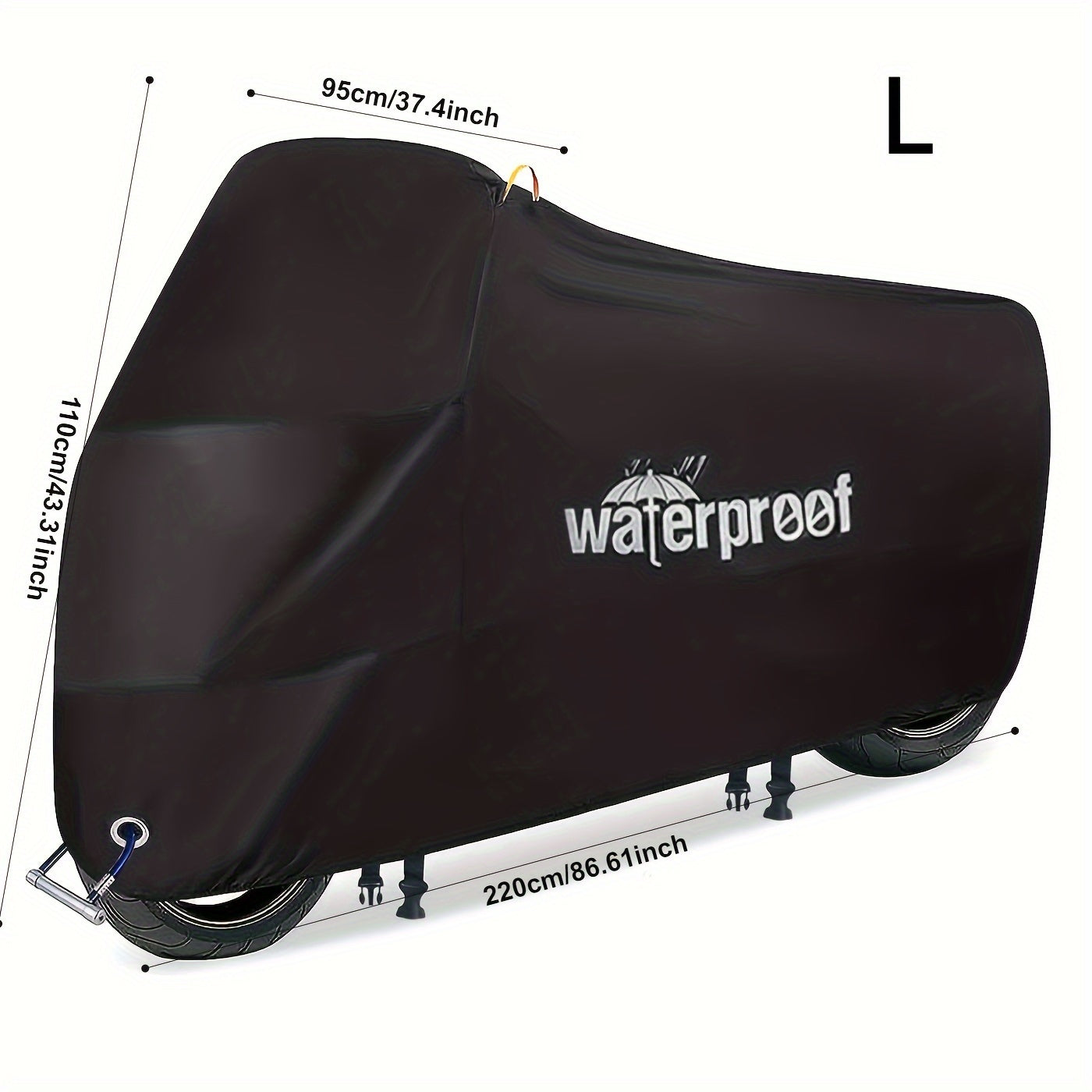 Mototsikl qoplami, suv o'tkazmaydigan, barcha mavsum uchun, 210D polyester, reflektiv kamarlar bilan