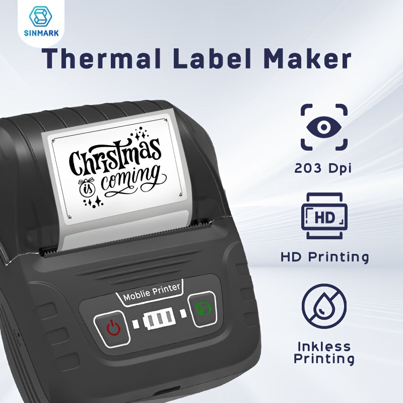 Portable Thermal Label Maker Printer with Rechargeable Battery and Wireless Connectivity