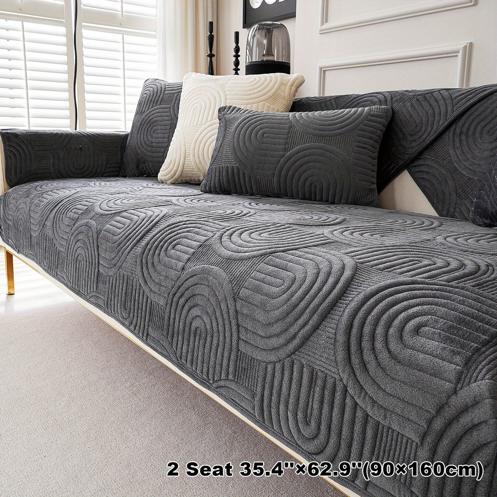 Чехол на мебель из молочного бархата с шерпой, противоскользящий, для защиты мебели, подходит для домашних животных