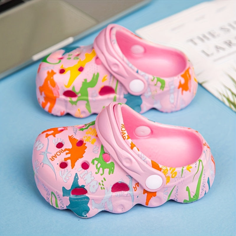 Kids Dinosaur Pattern Clogs Non-Slip Breathable EVA Slippers for Outdoor Activities