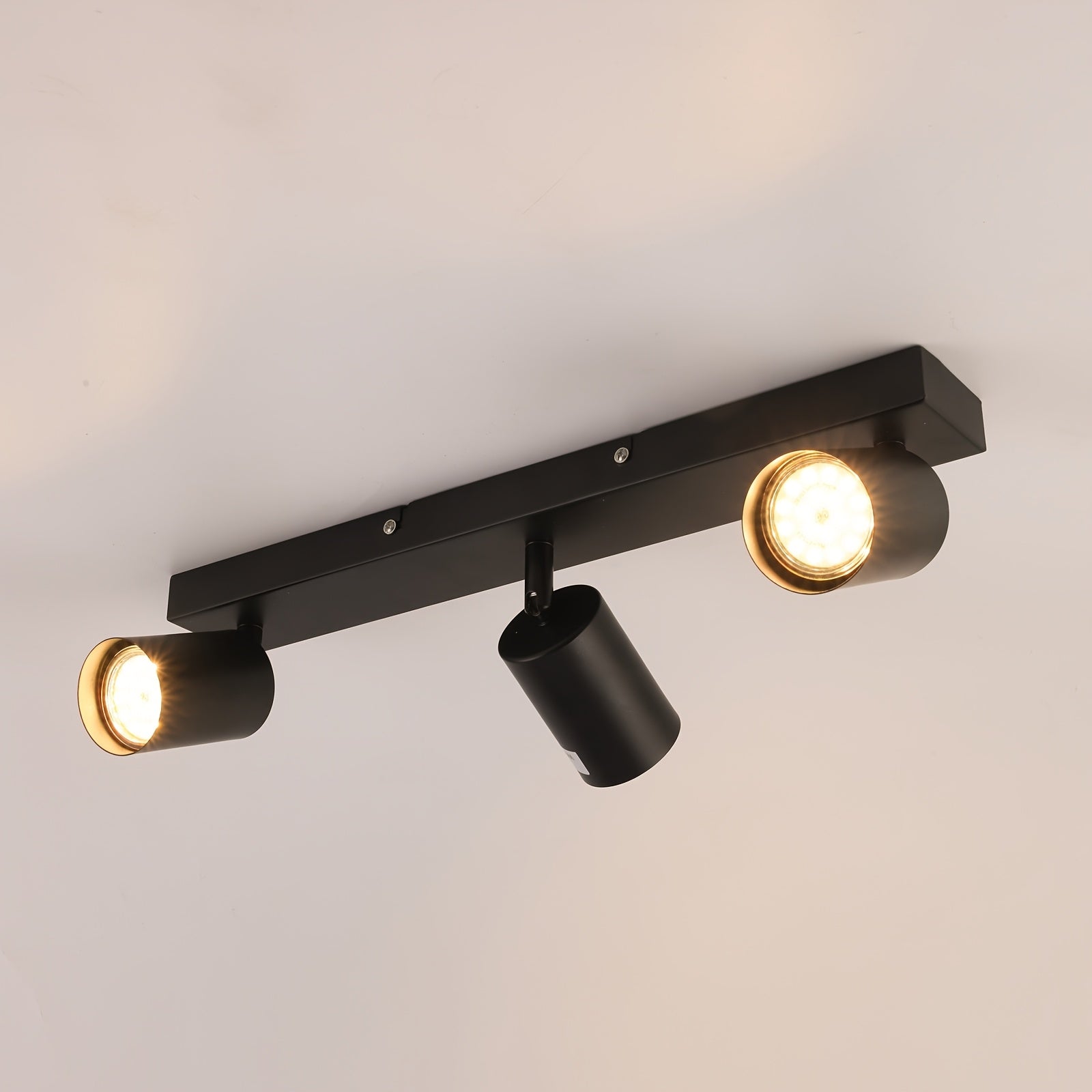 Modern Black LED Ceiling Spotlight with 350° Swivel 3-Bulb GU10 Wall Light